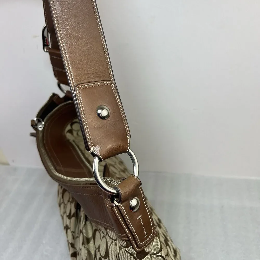 Coach LARGE F13741 Vintage Y2K Soho Hobo Shoulder Bag Beige Signature C Canvas